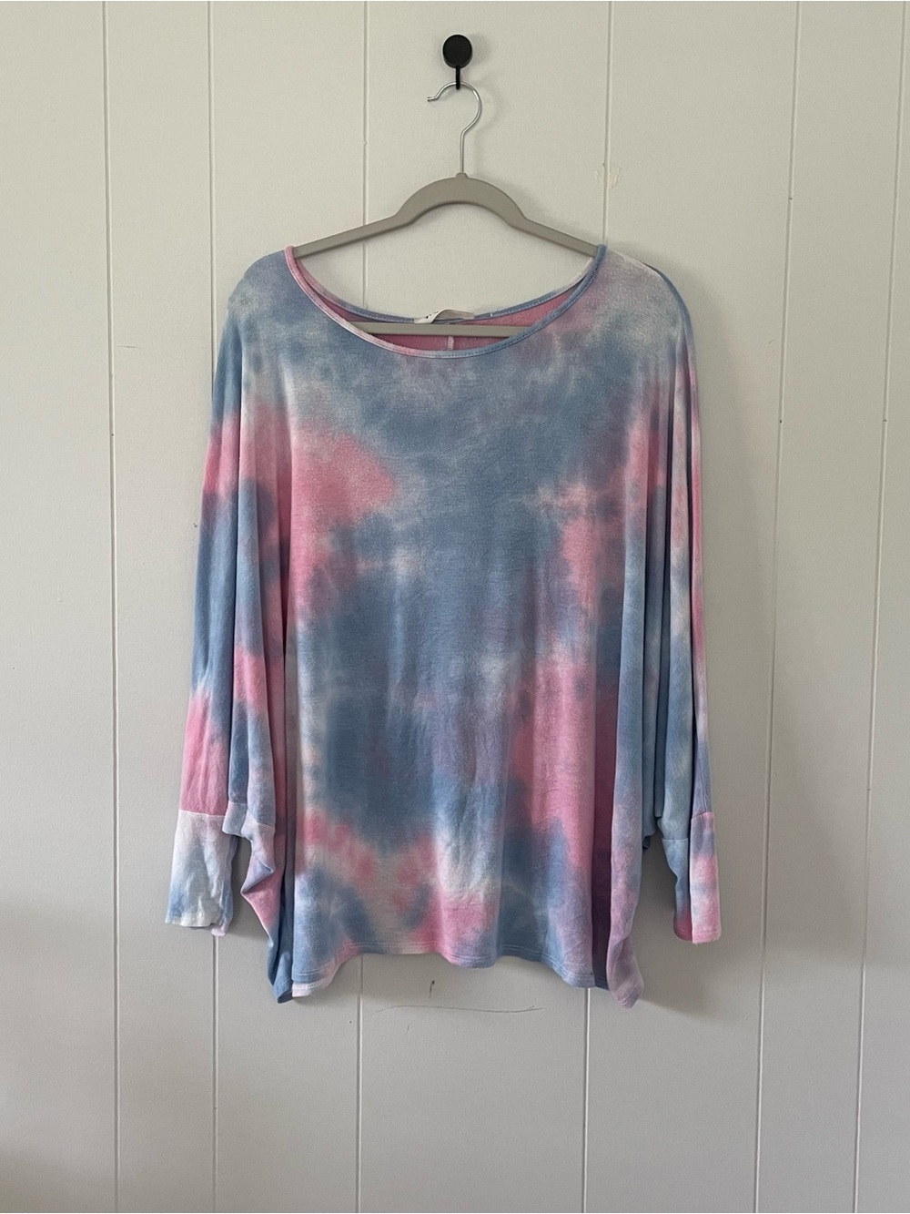 Relaxed Tie-Dye Long Sleeve Top - Pink & Blue